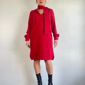 Pre-Loved EDITIONS DE ROBES Red Long Sleeve Scarf Dress - Size 0 US